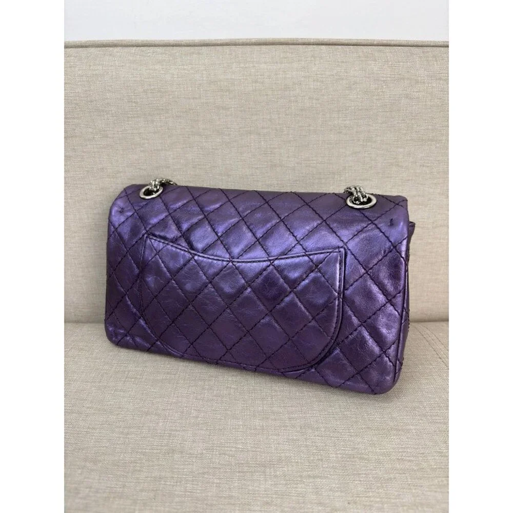 CHANEL Iridescent Purple Calfskin Reissue 2.55 Classic Flap 226 SHW